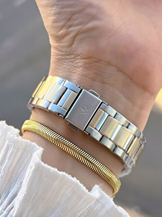 Wesse 2 Yıl Garantili Çelik Kordon 5 Atm Suya Dayanıklı Kadın Kol Saati+Bileklik BYW.1153.04