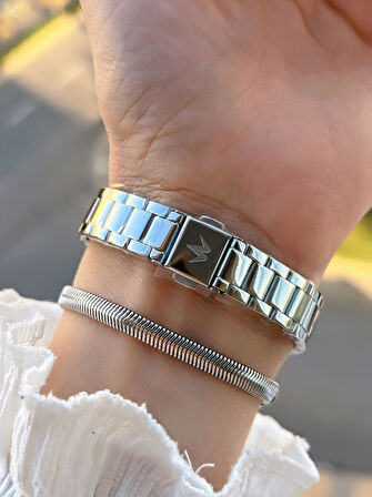 Wesse 2 Yıl Garantili Çelik Kordon 3 Atm Suya Dayanıklı Kadın Kol Saati+Bileklik BYW.115402.2