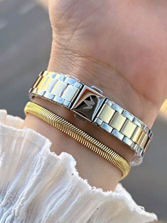 Wesse 2 Yıl Garantili Çelik Kordon 3 Atm Suya Dayanıklı Kadın Kol Saati+Bileklik BYW.115402.3