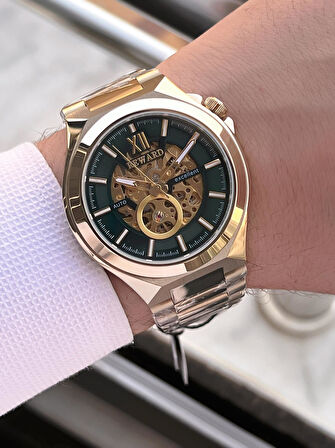 Reward Özel Tasarım Otomatik Mekanizma Çelik Kordon 5 Atm Suya Dayaknıklı Erkek Kol Saati W.145514.2