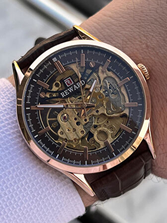 Reward İtalyan Bileklik Hediyeli Deri Kordon Otomatik Mekanizma 5 Atm Erkek Kol Saati W.142270.4