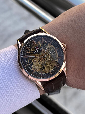 Reward İtalyan Bileklik Hediyeli Deri Kordon Otomatik Mekanizma 5 Atm Erkek Kol Saati W.142270.4