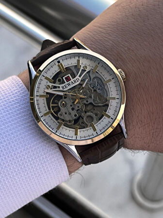 Reward İtalyan Bileklik Hediyeli Deri Kordon Otomatik Mekanizma 5 Atm Erkek Kol Saati W.142270.5