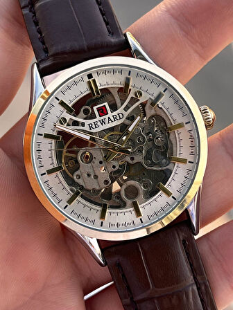 Reward İtalyan Bileklik Hediyeli Deri Kordon Otomatik Mekanizma 5 Atm Erkek Kol Saati W.142270.5