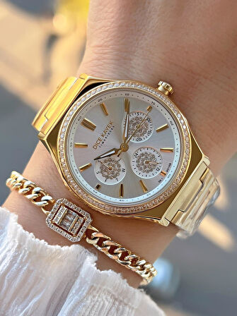 Dice Kayek 2 Yıl Garantili Çelik Kasa Ve Kordon 5 Atm Suya Dayanıklı Kadın Kol Saati+Bileklik DC.001