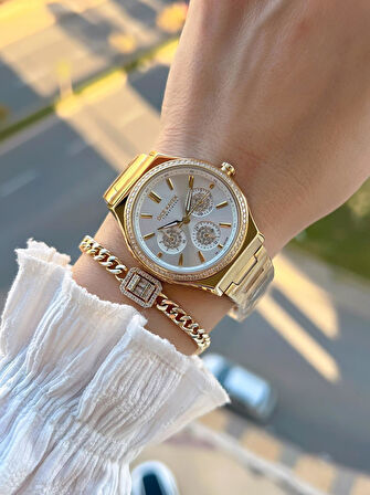 Dice Kayek 2 Yıl Garantili Çelik Kasa Ve Kordon 5 Atm Suya Dayanıklı Kadın Kol Saati+Bileklik DC.001