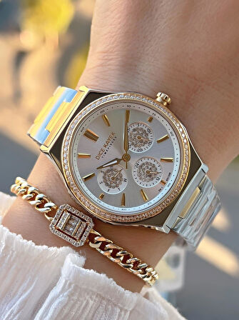 Dice Kayek 2 Yıl Garantili Çelik Kasa Ve Kordon 5 Atm Suya Dayanıklı Kadın Kol Saati+Bileklik DC.002