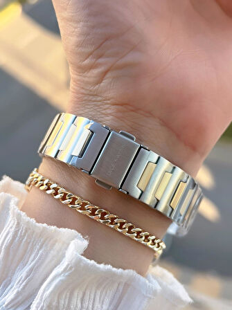 Dice Kayek 2 Yıl Garantili Çelik Kasa Ve Kordon 5 Atm Suya Dayanıklı Kadın Kol Saati+Bileklik DC.002