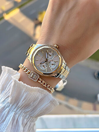 Dice Kayek 2 Yıl Garantili Çelik Kasa Ve Kordon 5 Atm Suya Dayanıklı Kadın Kol Saati+Bileklik AA.001