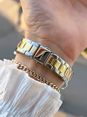 Dice Kayek 2 Yıl Garantili Çelik Kasa Ve Kordon 5 Atm Suya Dayanıklı Kadın Kol Saati+Bileklik AA.001