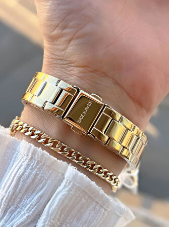 Dice Kayek 2 Yıl Garantili Çelik Kasa Ve Kordon 5 Atm Suya Dayanıklı Kadın Kol Saati+Bileklik AA.003