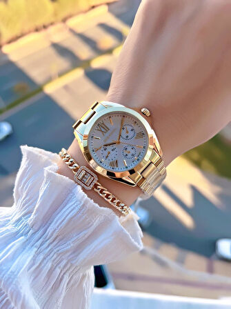 Dice Kayek 2 Yıl Garantili Çelik Kasa Ve Kordon 5 Atm Suya Dayanıklı Kadın Kol Saati+Bileklik AV.001