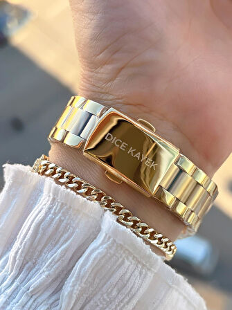 Dice Kayek 2 Yıl Garantili Çelik Kasa Ve Kordon 5 Atm Suya Dayanıklı Kadın Kol Saati+Bileklik AV.001