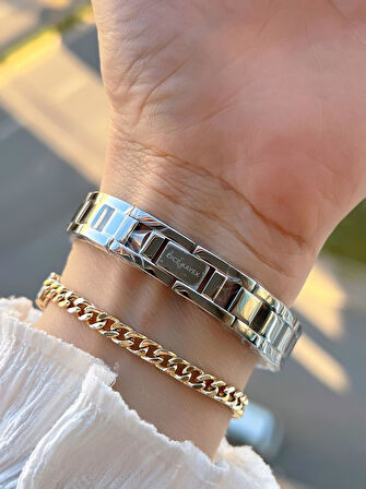 Dice Kayek 2 Yıl Garantili Çelik Kasa Ve Kordon 5 Atm Suya Dayanıklı Kadın Kol Saati+Bileklik AC.01