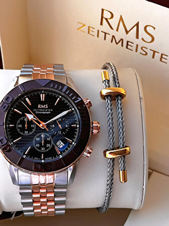 Rms Romanson 2 Yıl Garantili Çelik Kordon Çelik Kasa 5 Atm Suya Dayanıklı Erkek Kol Saati AG1561.06