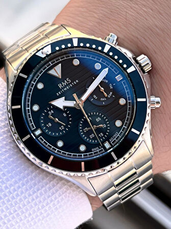 Rms Romanson 2 Yıl Garantili Çelik Kordon Çelik Kasa 5 Atm Suya Dayanıklı Erkek Kol Saati AG1503.01