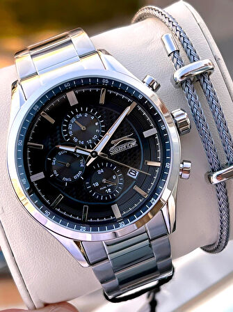 Slazenger İtalyan Tasarım Bileklik Hediyeli 2 Yıl Garantili 10 Atm Çelik Erkek Kol Saat ESL.N1936.1