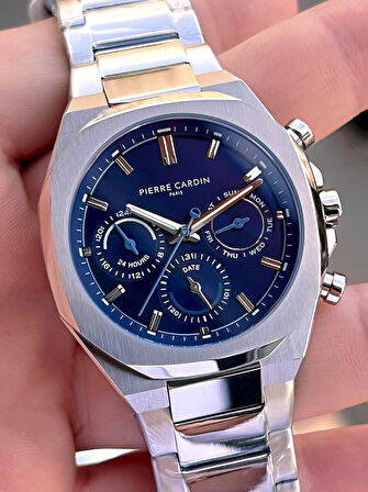 Pierre Cardin İtalyan Tasarım Bileklik Hediyeli Çelik Kasa Ve Kordon 3 Atm Erkek Kol Saati PC.1001.MS1
