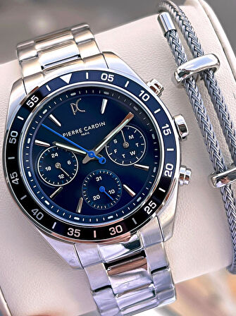 Pierre Cardin İtalyan Tasarım Bileklik Hediyeli Çelik Kasa Ve Kordon 3 Atm Erkek Kol Saati PC.1004.MS1