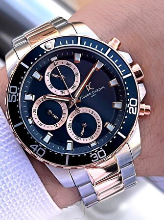 Pierre Cardin İtalyan Tasarım Bileklik Hediyeli Çelik Kasa Ve Kordon 3 Atm Erkek Kol Saati PC.1004.MS2