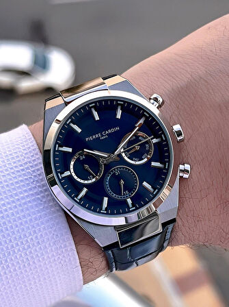 Pierre Cardin İtalyan Tasarım Bileklik Hediyeli Çelik Kasa Deri Kordon 3 Atm Erkek Kol Saati 0009.1