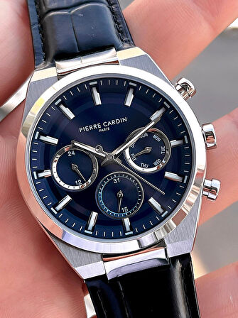 Pierre Cardin İtalyan Tasarım Bileklik Hediyeli Çelik Kasa Deri Kordon 3 Atm Erkek Kol Saati 0009.1