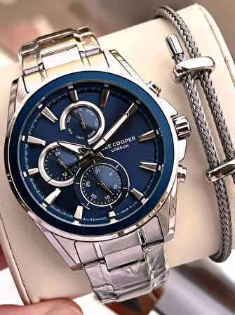 Lee Cooper Premium NişanVe Damatlara Özel 2 Yıl Garantili 5 Atm Erkek Kol Saati+Bileklik E.08249.390