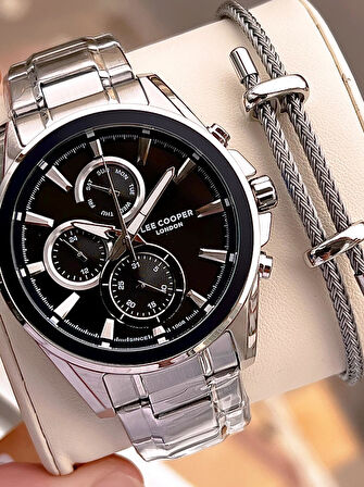 Lee Cooper Premium NişanVe Damatlara Özel 2 Yıl Garantili 5 Atm Erkek Kol Saati+Bileklik E.08249.350