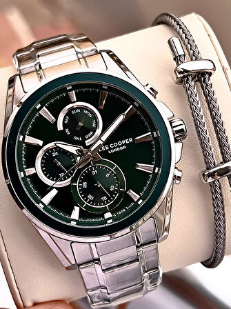 Lee Cooper Premium NişanVe Damatlara Özel 2 Yıl Garantili 5 Atm Erkek Kol Saati+Bileklik E.08249.370