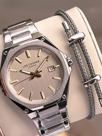 Lee Cooper İtalyan Tasarım Bileklik Hediyeli 2 Yıl Garantili 5 Atm Erkek Kol Saati ELC.08252.360
