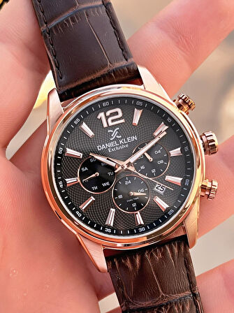Daniel Klein Deri Kordon İç Kadran Fonksiyonları Aktif 3 Atm Suya Dayanıklı Erkek Kol Saati E14063-4