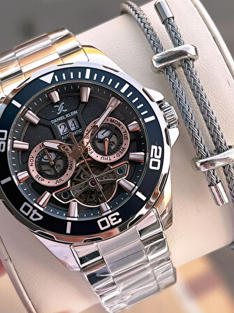 Daniel Klein Otomatik Mekanizma Mehtap Ve Güneş Kadranlı 2 Yıl Garantili Erkek Kol Saati OTM.13754.5