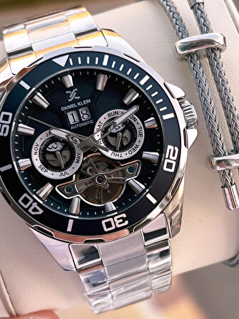 Daniel Klein Deri Kordon Otomatik Mekanizma Metap Ve Güneş Kadranlı Erkek Kol Saati+Bileklik 14013.1