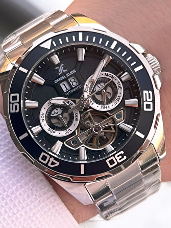 Daniel Klein Deri Kordon Otomatik Mekanizma Metap Ve Güneş Kadranlı Erkek Kol Saati+Bileklik 14013.1