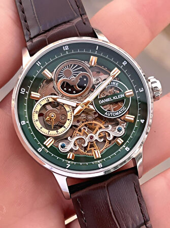 Daniel Klein Deri Kordon Otomatik Mekanizma Metap Ve Güneş Kadranlı Erkek Kol Saati+Bileklik 14013.3