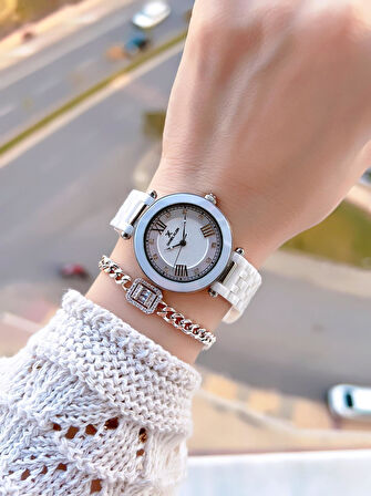 Daniel Klein Seramik Kordon Özel Tasarım 2 Yıl Garantili 3 Atm Kadın Kol Saati+Bileklik SR.14282.2