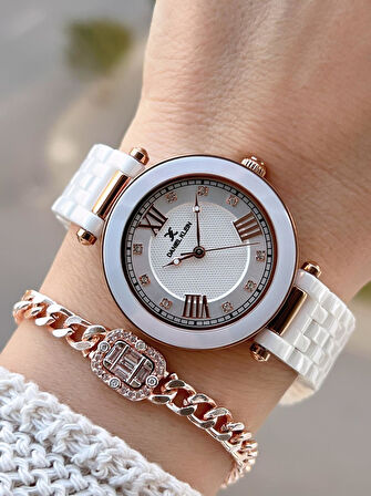 Daniel Klein Seramik Kordon Özel Tasarım 2 Yıl Garantili 3 Atm Kadın Kol Saati+Bileklik SR.14282.1