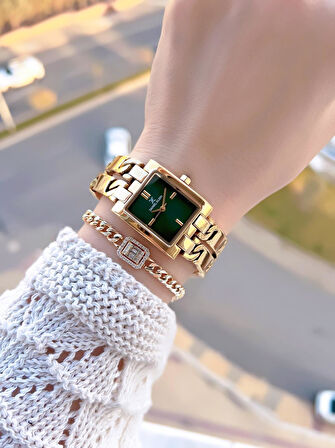 Daniel Klein Zincirli Kordon 3 Atm Suya Dayanıklı 2 Yıl Garantili Kadın Kol Saati+Bileklik S10052.4