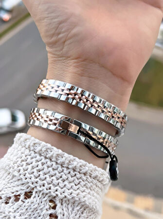 Daniel Klein Dolamalı Çelik Kordonlu 2 Yıl Garantili 3 Atm Suya Dayanıklı Kadın Kol Saati+Bileklik 4