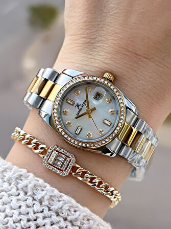 Daniel Klein Çelik Kordonlu 2 Yıl Garantili 3 Atm Suya Dayanıklı Kadın Kol Saati+Bileklik BD.10108.3