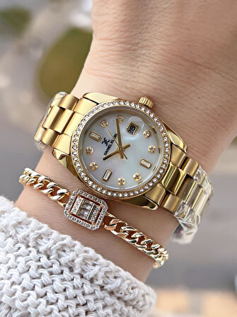 Daniel Klein Çelik Kordonlu 2 Yıl Garantili 3 Atm Suya Dayanıklı Kadın Kol Saati+Bileklik BD.10108.2