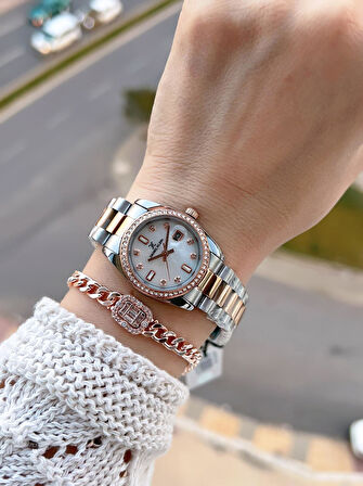 Daniel Klein Çelik Kordonlu 2 Yıl Garantili 3 Atm Suya Dayanıklı Kadın Kol Saati+Bileklik BD.10108.6