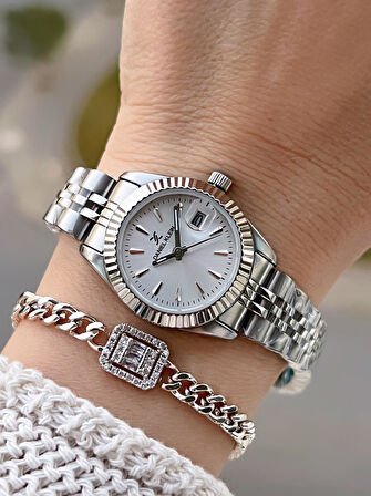 Daniel Klein Çelik Kordonlu 2 Yıl Garantili 3 Atm Suya Dayanıklı Kadın Kol Saati+Bileklik BD.10030.1