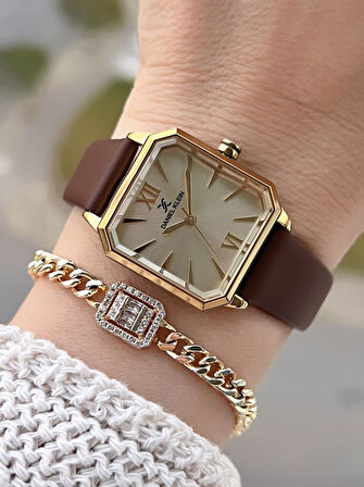 Daniel Klein Deri Kordonlu 2 Yıl Garantili 3 Atm Suya Dayanıklı Kadın Kol Saati+Bileklik BD.13939.3