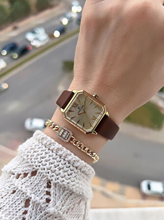 Daniel Klein Deri Kordonlu 2 Yıl Garantili 3 Atm Suya Dayanıklı Kadın Kol Saati+Bileklik BD.13939.3