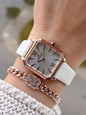 Daniel Klein Deri Kordonlu 2 Yıl Garantili 3 Atm Suya Dayanıklı Kadın Kol Saati+Bileklik BD.13939.5