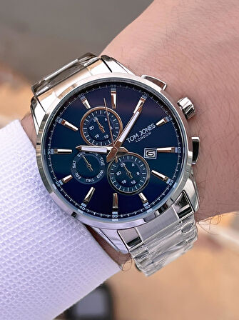 Tom Jones Bileklik Hediyeli Çelik Kordon 3 Atm Suya Dayanıklı 2 Yıl Garantili Erkek Kol Saati 2462.3