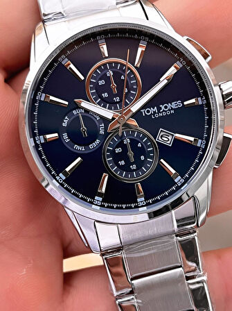 Tom Jones Bileklik Hediyeli Çelik Kordon 3 Atm Suya Dayanıklı 2 Yıl Garantili Erkek Kol Saati 2462.3
