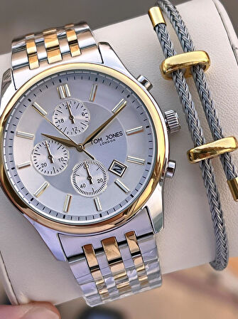 Tom Jones Bileklik Hediyeli Çelik Kordon 3 Atm Suya Dayanıklı 2 Yıl Garantili Erkek Kol Saati 10080.4