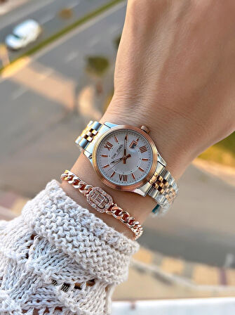 Tom Jones Çelik Kordon Kararma Renk Atma Yapmaz 3 Atm Suya Dayanıklı Kadın Kol Saati BTJ.YN10105.5